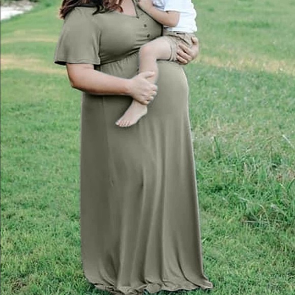 Maternity Dress - light green sage - full length maxi dress - Picture 6 of 7